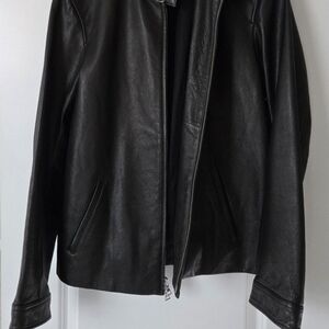 Vince Men's Black Leather Jacket Size Medium, Lightly Worn
